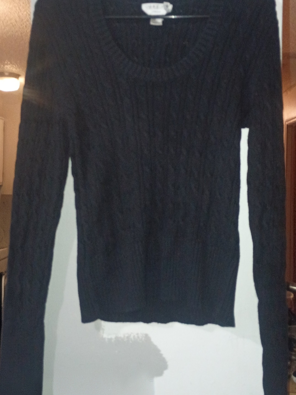 Vintage Casual Corner Y2K Black Cable Knit Stretch Scoop Neck Sweater Size M